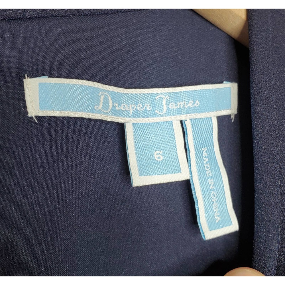 Draper James Navy Nassau Keyhole Shift Dress Flare Sleeves Work Shower, sz 6 - Picture 7 of 7